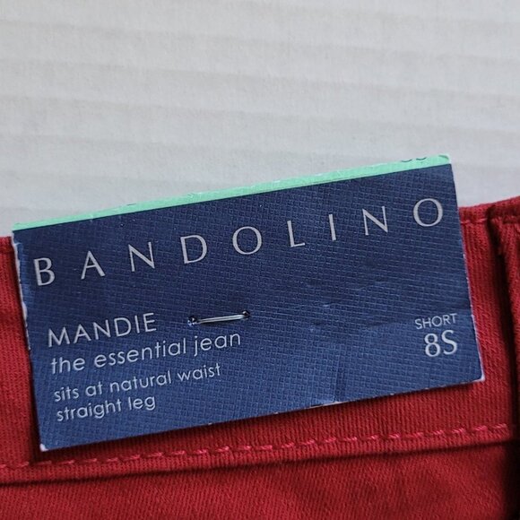 Bandolino jeans red Mandie style straight legs stretch cotton denim pants petite - Picture 11 of 16